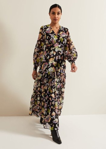 Phase Eight Petite Sandra Floral Dress Black/Multicolor Canada | GILZHM-836